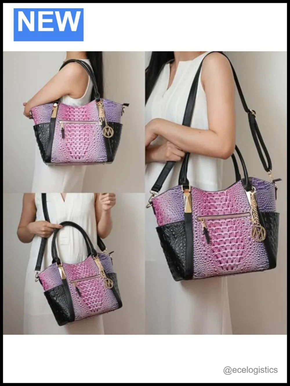Crafted Vegan Leather Tote Bag with Top Handle and Crossbody Strap
